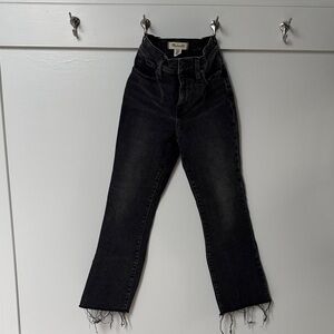 Madewell Black Flare Jeans with Frayed Hem